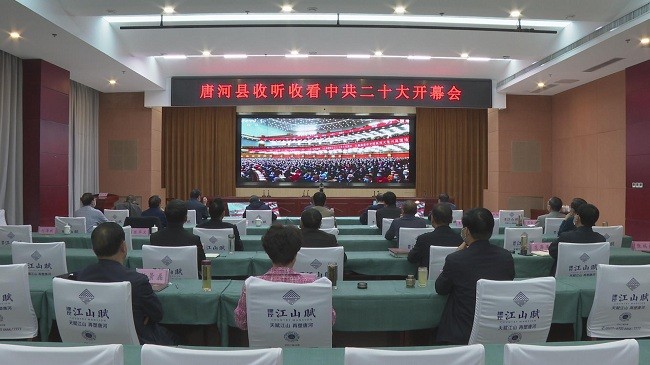 唐河县组织各级各部门收听收看党的二十大开幕会盛况